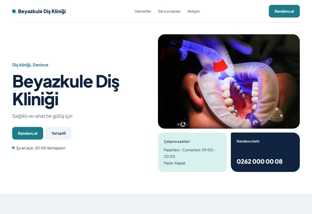 Örnek web sitesi, masaüstü görünümü
